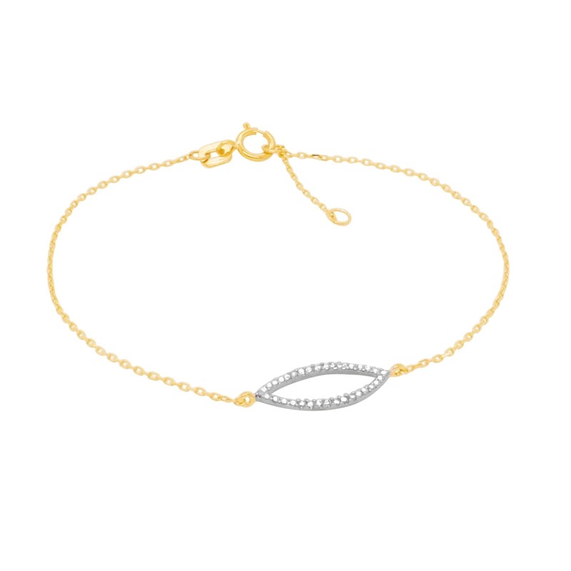 Bacelet Carador collection trendy pétale zircons en or jaune 375/000