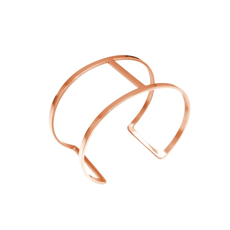 Bracelet Amporelle jonc double minimaliste en acier doré rose