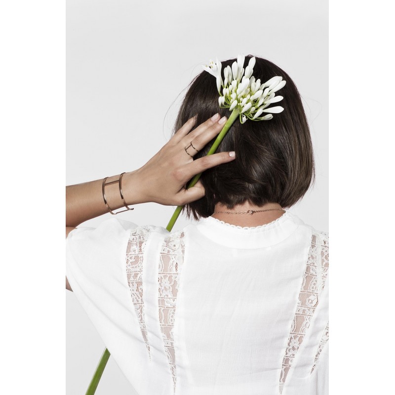 Bracelet Amporelle jonc double minimaliste en acier doré rose