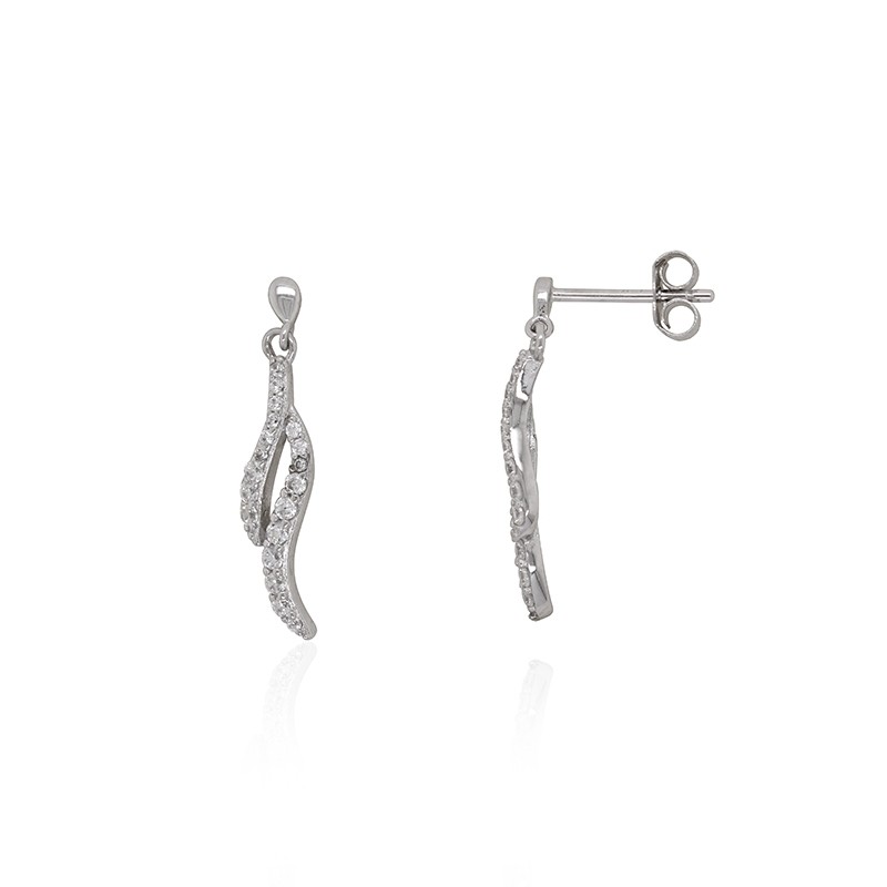 Boucles d'oreilles Carador double vagues argent 925/000 et zircons