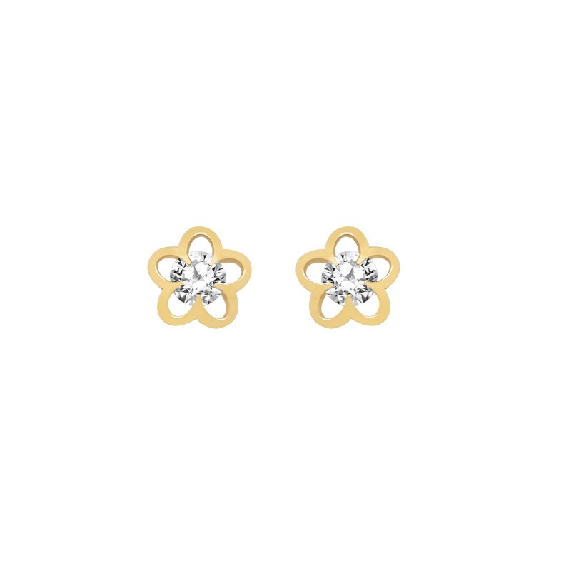 Boucles d'oreilles Carador or 375/000 forme fleur 