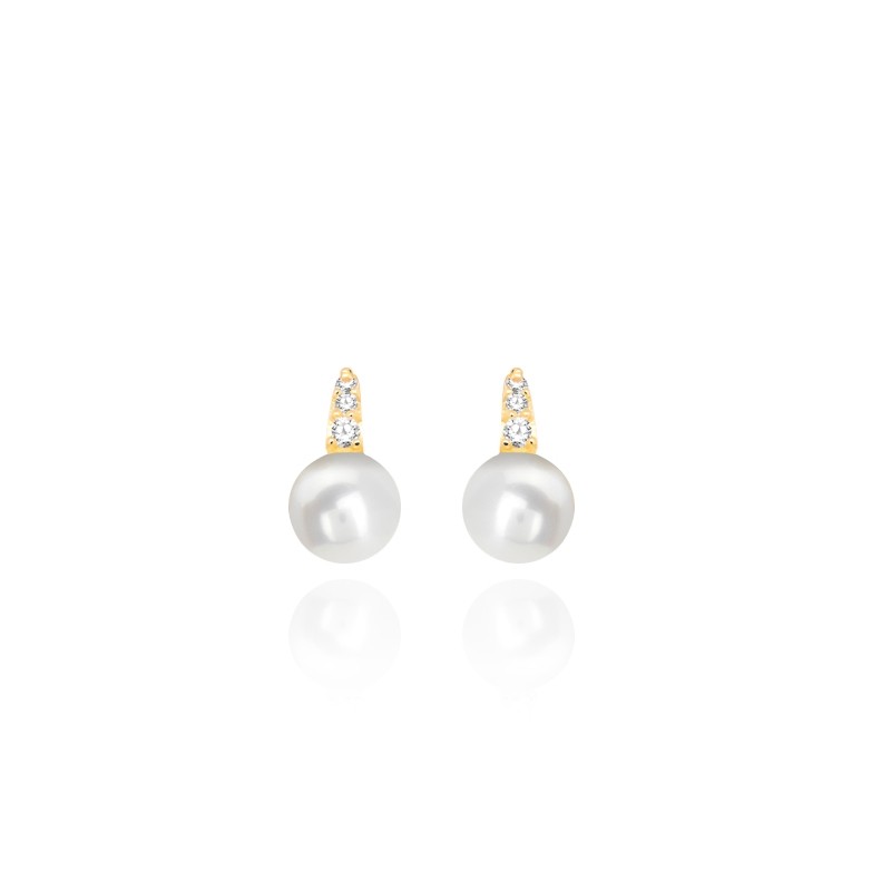Boucles d'oreilles Carador or 375/000 perle et oxyde de zirconium
