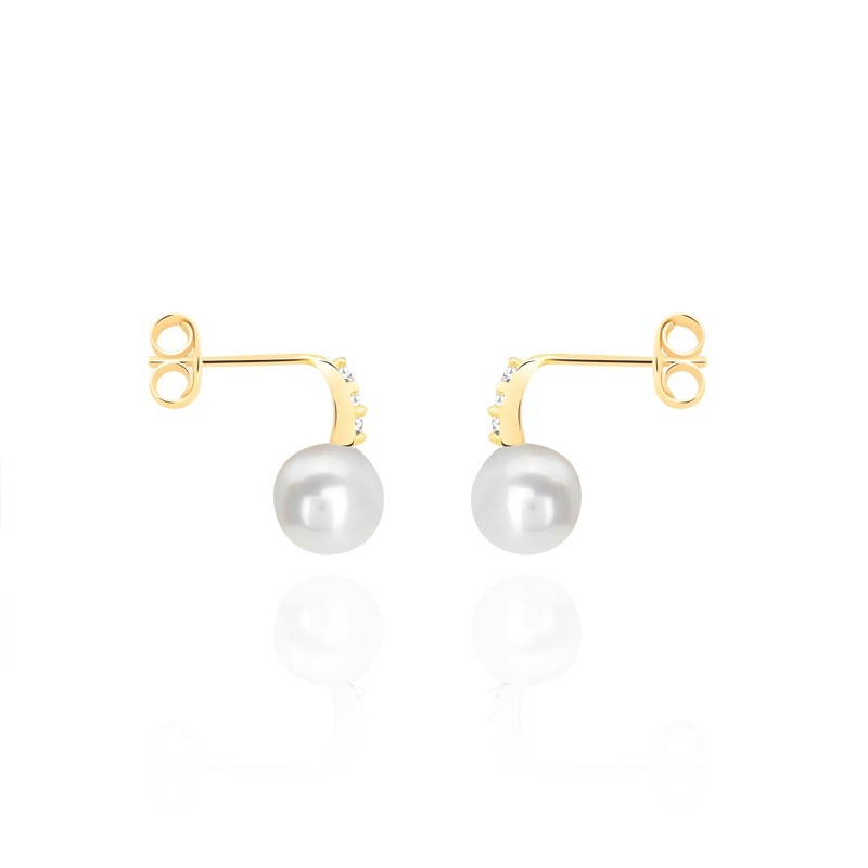 Boucles d'oreilles Carador or 375/000 perle et oxyde de zirconium