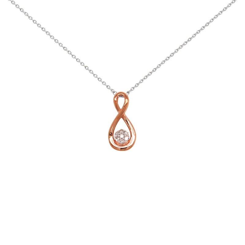 Collier Carador huit or blanc et rose 375/000 et diamant