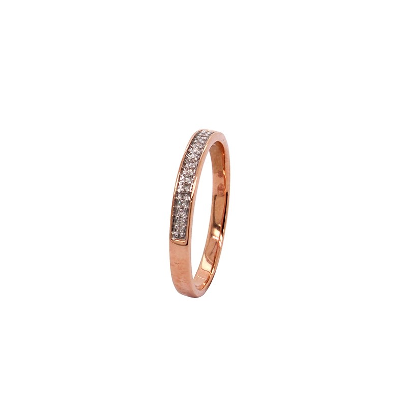Bague Atelier 17 type alliance or rose 375/000 et diamants