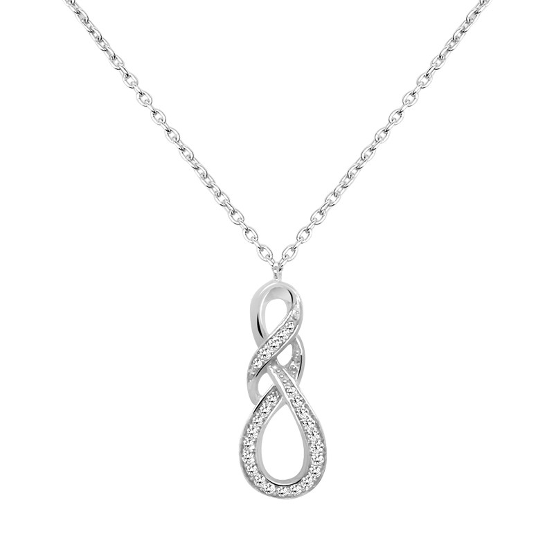 Collier Carador or blanc 375/000 forme entrelacée 