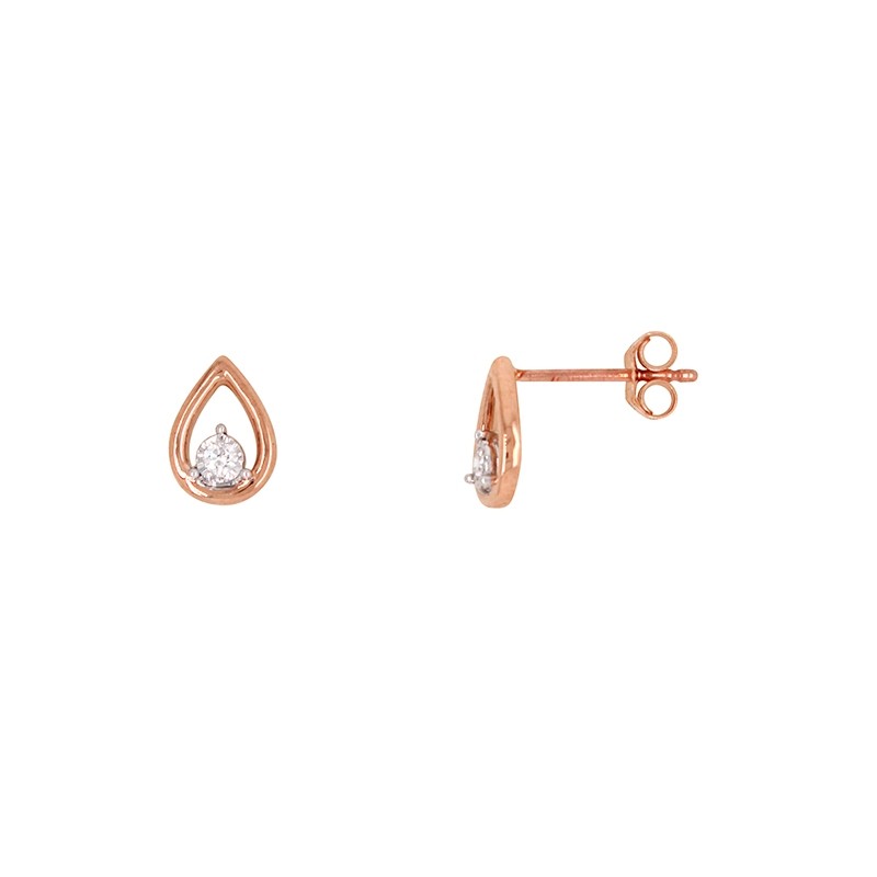 Boucles d'oreilles Atelier 17 goutte d'eau or rose 375/000 et diamant