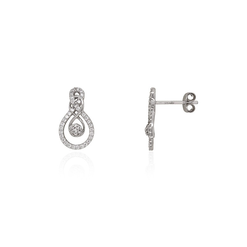 boucles d'oreilles Carador or blanc 375/000 doubles entrelacements