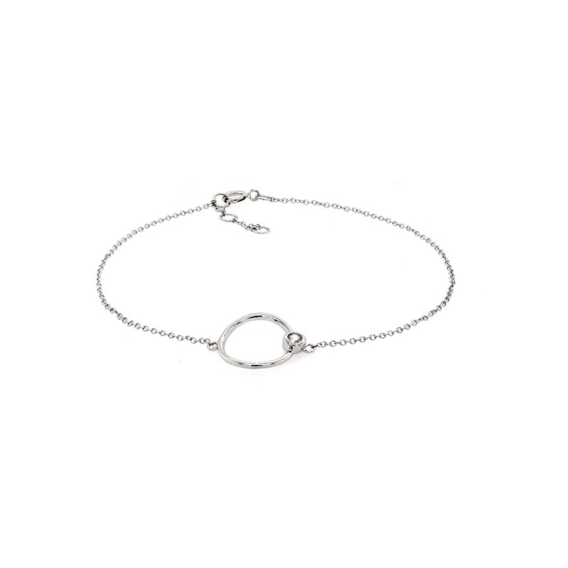 Bracelet Carador cercle or blanc 375/000 et diamant 0,03 cts