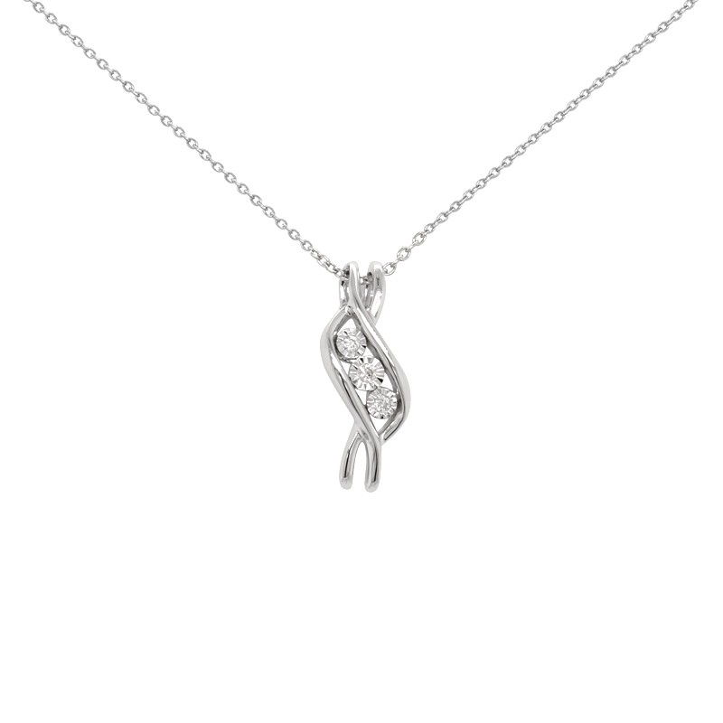 Collier Carador Trilogie diamant 0,03 cts et Or blanc 375/000