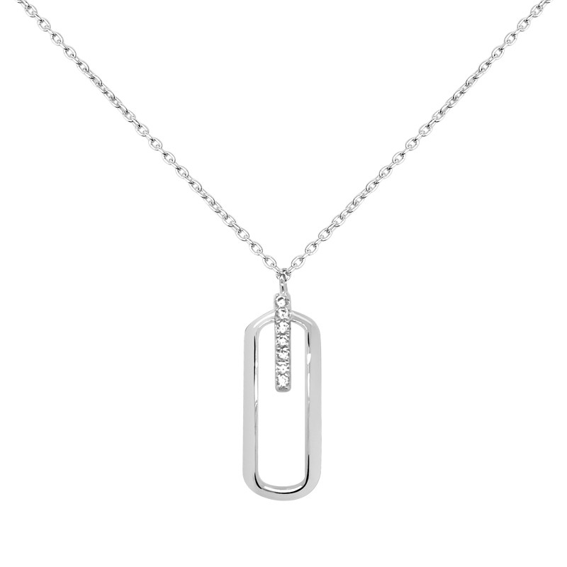 Collier Carador Tendance Or blanc 375/000 et oxydes de zirconium