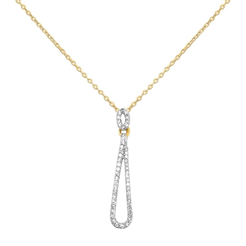 Collier Carador larme Or jaune 375/000 et oxydes de zirconium