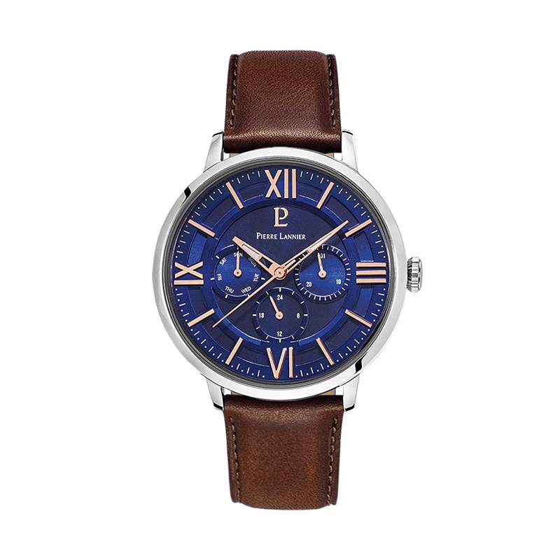 Montre Homme Pierre Lannier Beaucour cuir marron 253C164