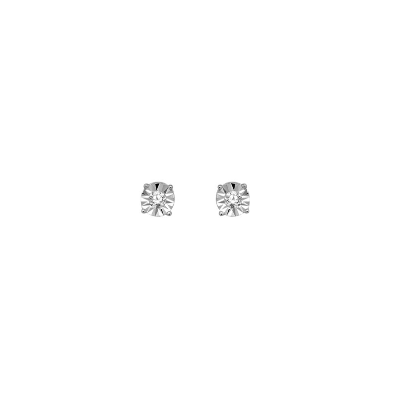 Boucles d'oreilles Carador or 375/000 diamant solitaire DE3142-C
