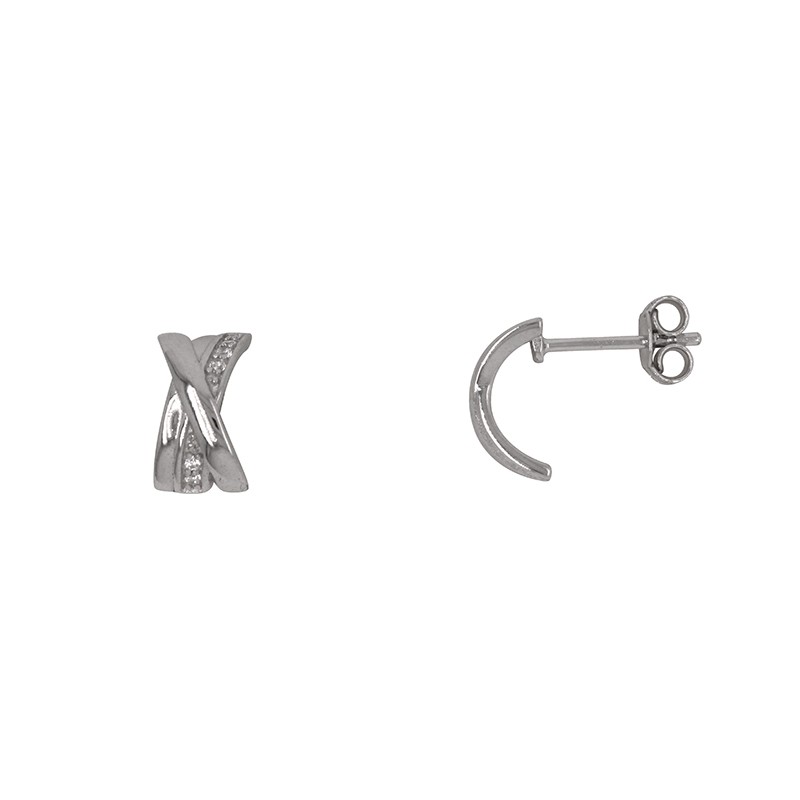 Boucles d'oreilles Carador demi-créole argent 925/000 et oxydes de zirconium 