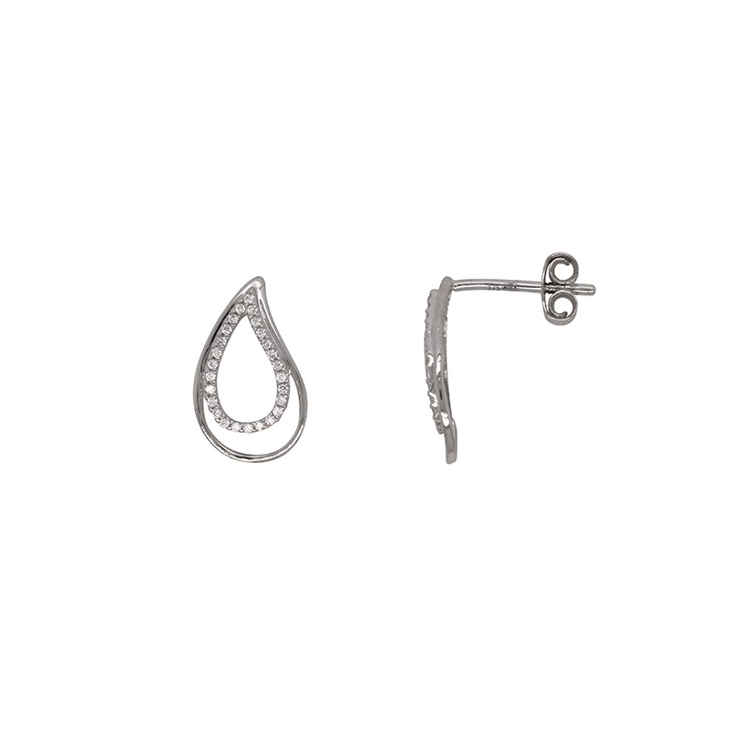 Boucles d'oreilles Carador Goutte or blanc 375/000 et oxydes de zirconium