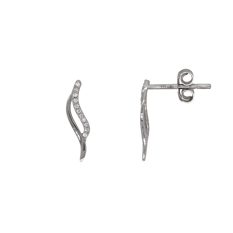 Boucles d'oreilles Carador ondes or blanc 375/000 et oxydes de zirconium