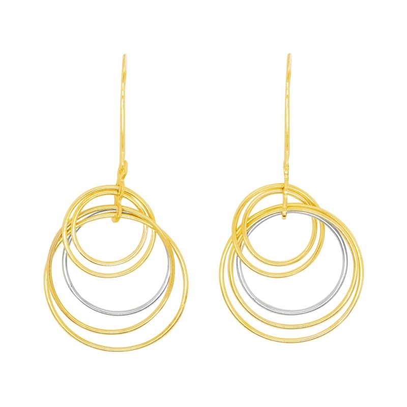 Boucle d'oreille carador Or 375/000. Anneaux or jaune et or blanc