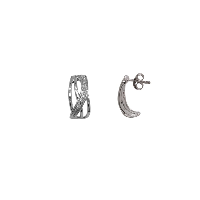 Boucles d'oreilles clous or blanc 375/000 et diamants