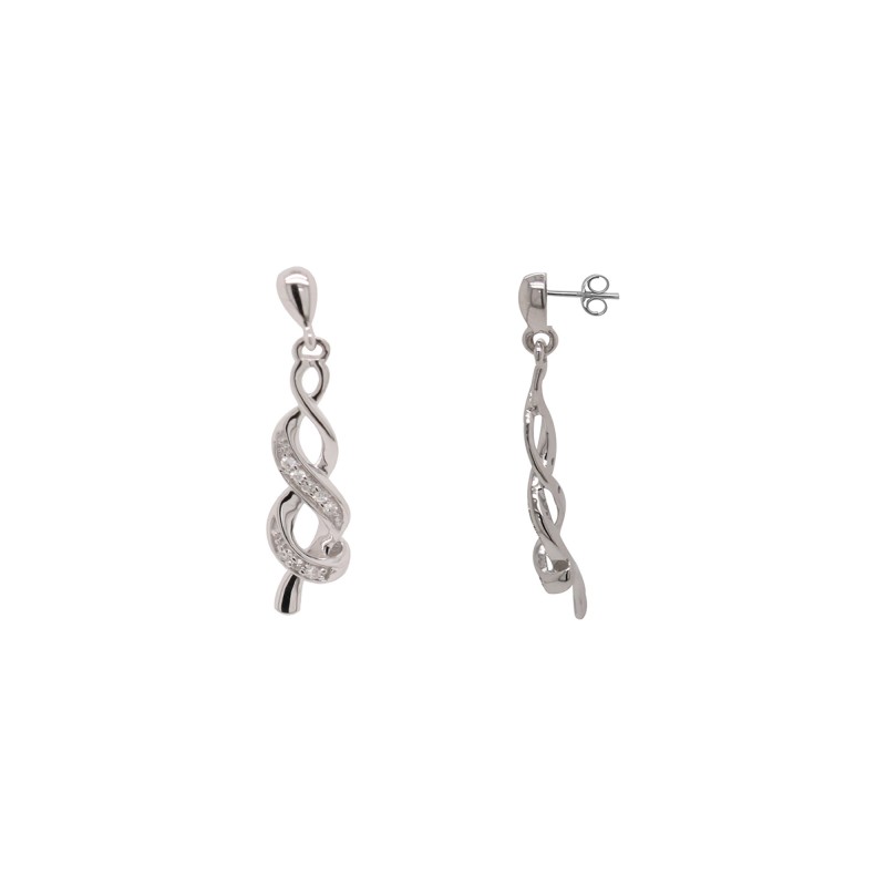 Boucles d'oreilles pendantes or blanc 375/000 et diamant