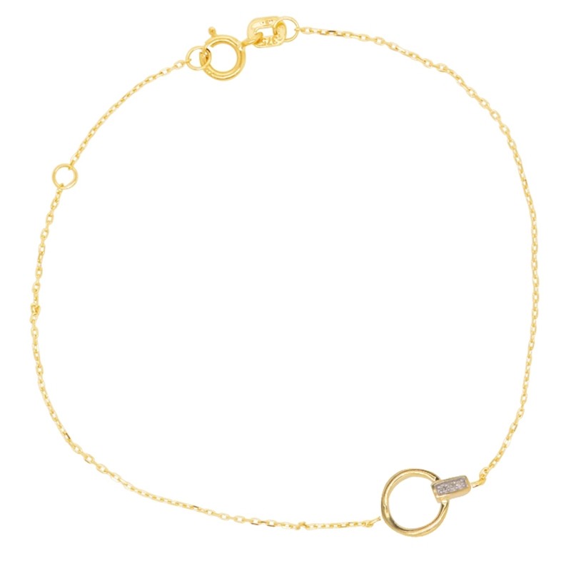 Bracelet carador en or 375/000 cercle et accroche diamants