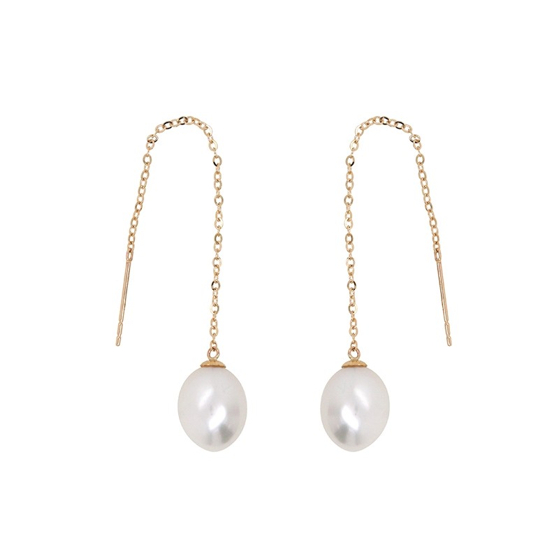 Boucles d'oreilles pendantes Carador perle de culture et or jaune 375/000