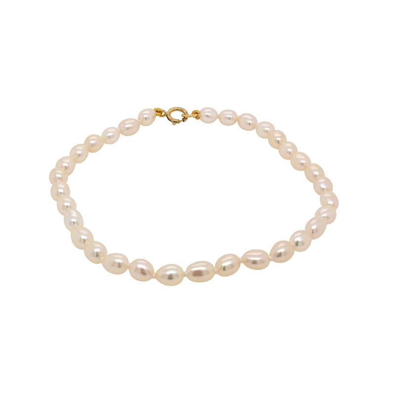 Bracelet de perles grain de riz 4 mm Carador en or 375/000