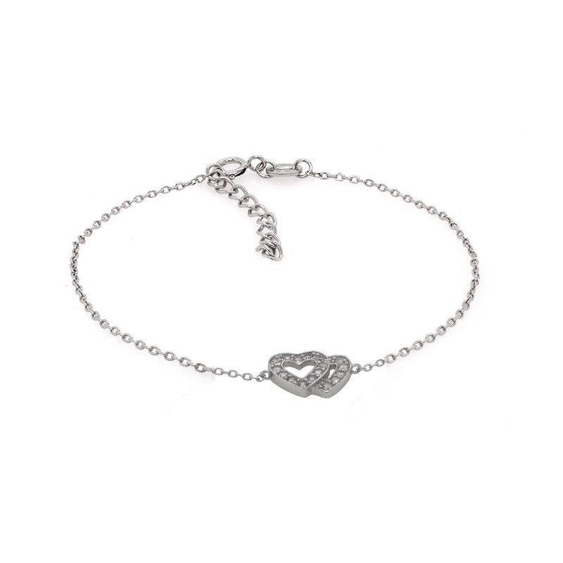 Bracelet Carador coeurs en argent 925/000 et oxydes de zirconium