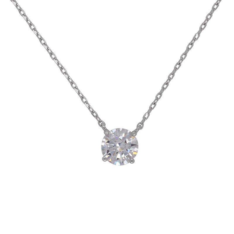 Collier Carador solitaire en argent 925/000 et oxyde de zirconium