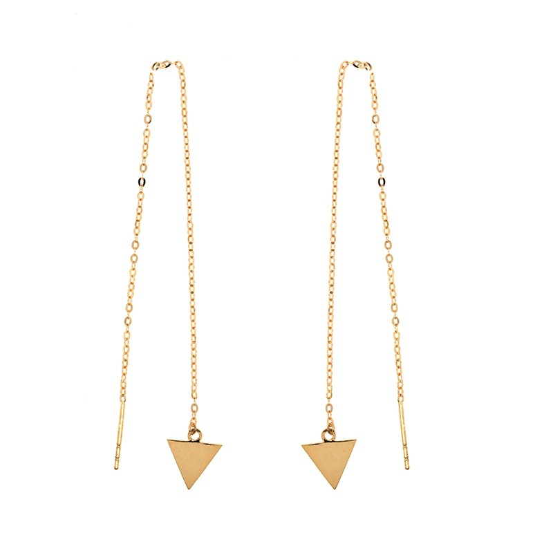Boucles d'oreilles Carador chaine traversante triangle en or 375/000