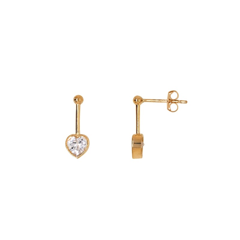 Boucles d'oreilles pendantes Carador coeur suspendu en or 375/000 et oxydes de zirconium