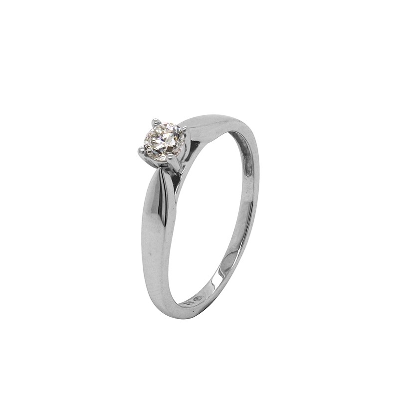 Solitaire Carador diamant 0,25 cts serti griffes, or blanc 375/000