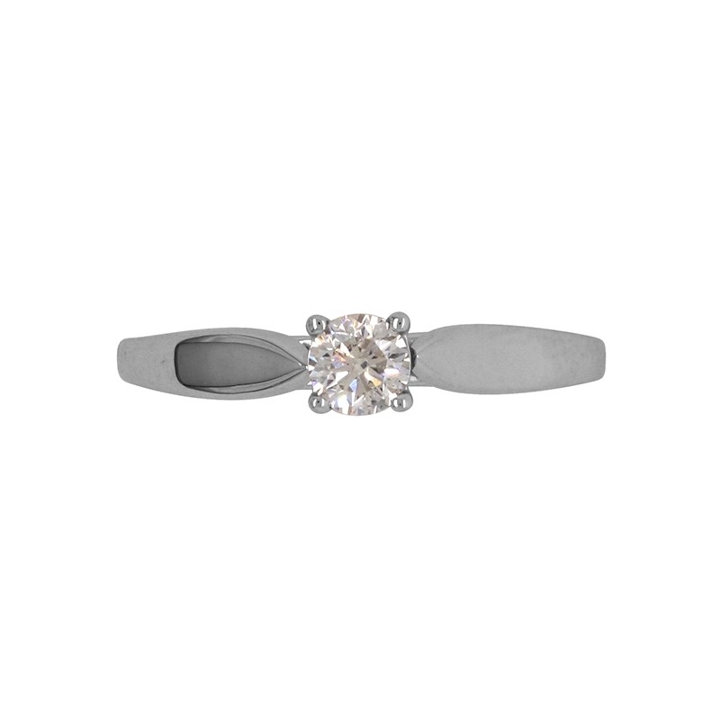 Solitaire Carador diamant 0,25 cts serti griffes, or blanc 375/000