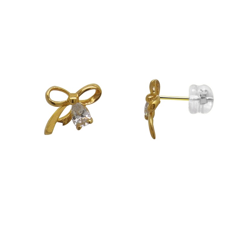 Boucles d'oreilles Carador nœud or jaune 375/000 et oxydes de zirconium