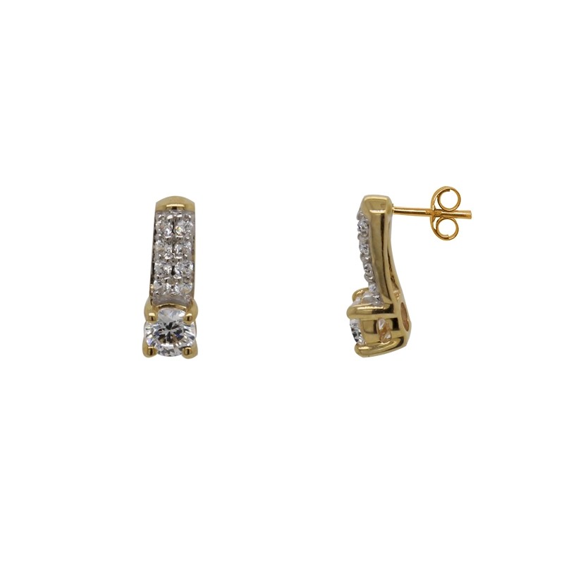Boucles d'oreilles Solitaire accompagné Or 375/000e B97017