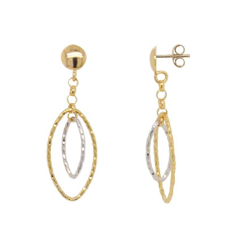 Boucles d'oreilles pendantes or 375/000 bicolore 9K3559G