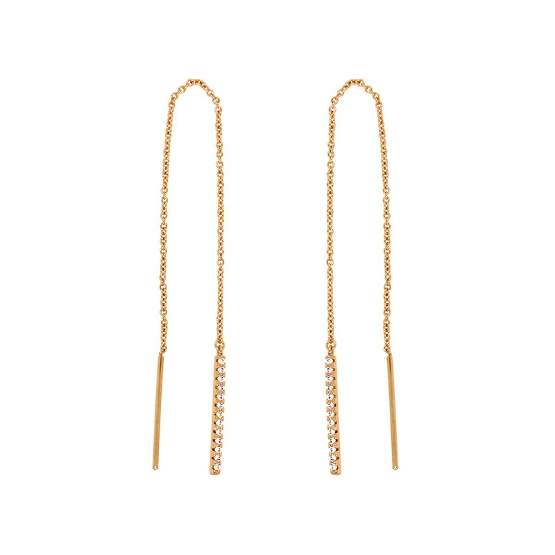Boucles d'oreilles pendantes plaqué or et barrette en  oxydes de zirconium de chez carador