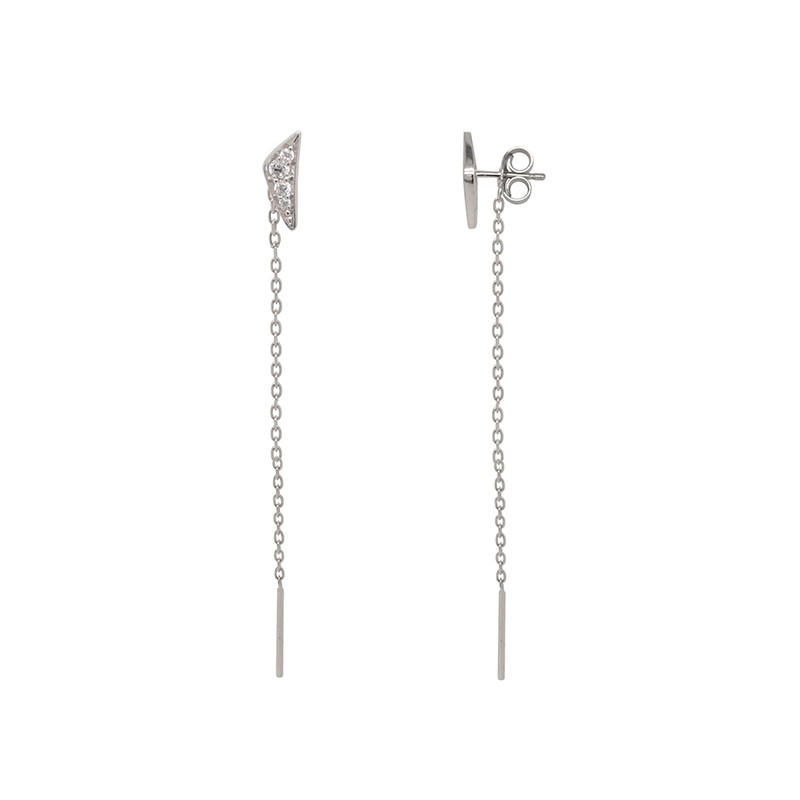 Boucles d'oreilles devant-derrière Carador en or blanc 375/000 et oxydes de zirconium