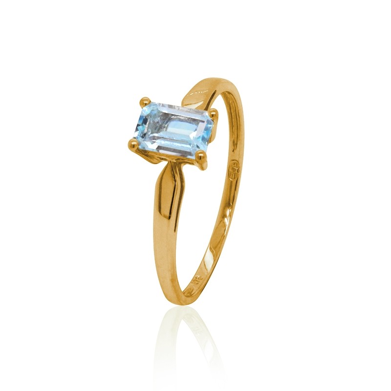 Bague Carador Or jaune 375/000 et Topaze rectangulaire
