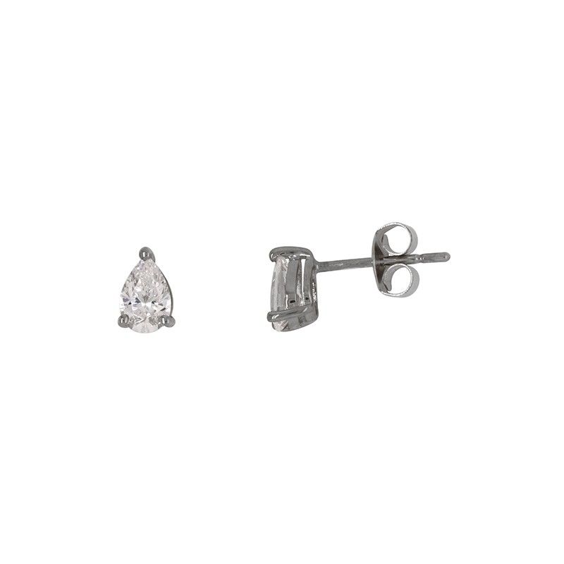 Boucles d'oreilles puces Carador Or blanc 375/000 et oxyde de zirconium