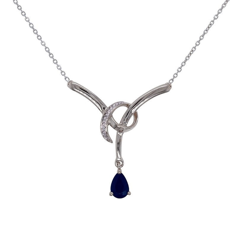 Collier Carador Or blanc 375/000 et Saphir 