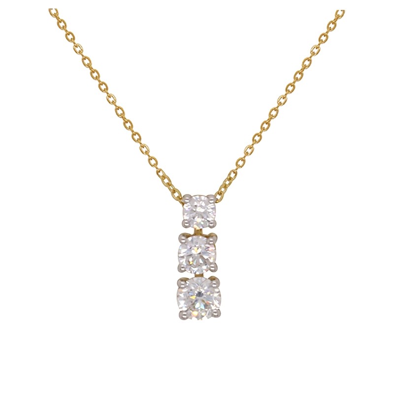 Collier Carador en or jaune 375/000 et pendentif oxydes