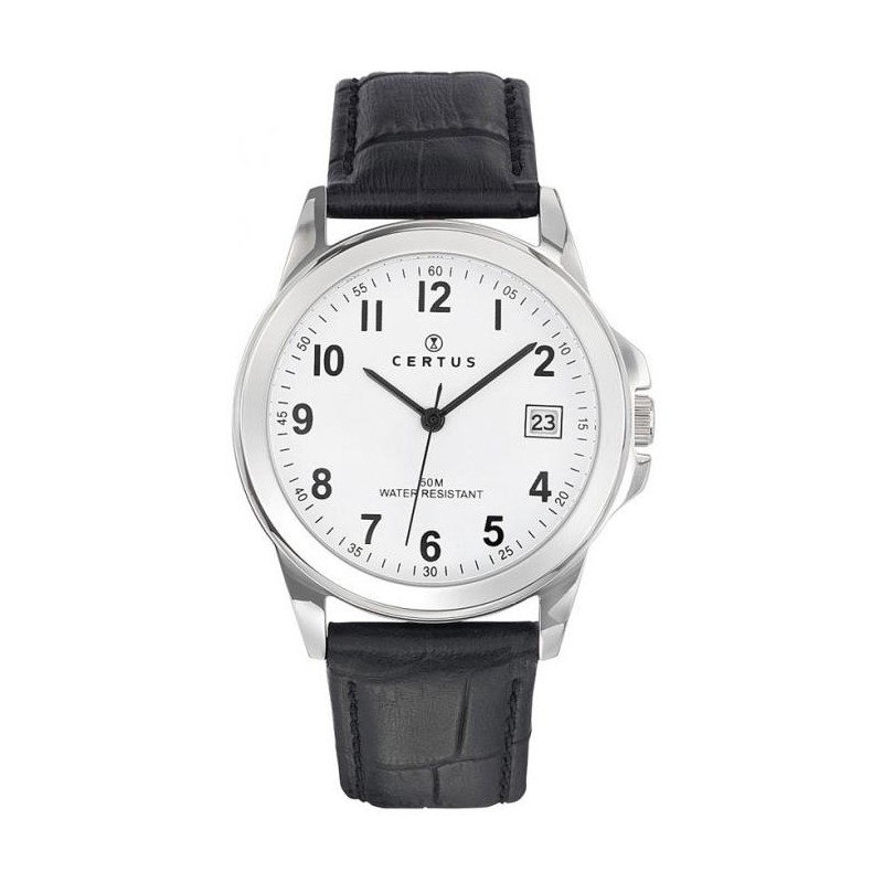 Montre homme CERTUS  bracelet cuir noir 610724