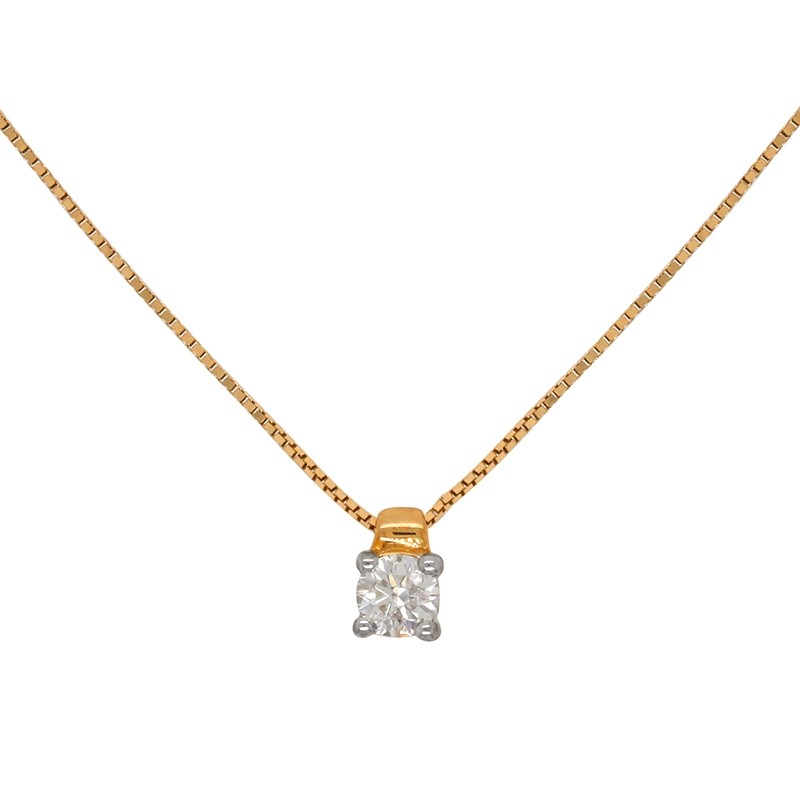 Collier Solitaire carador Or jaune 375/000 et diamant 0,18 cts