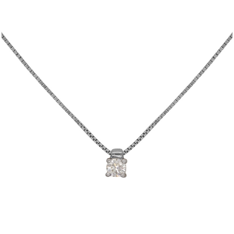 Collier solitaire Carador Or blanc 375/000 et diamant 0,25 cts