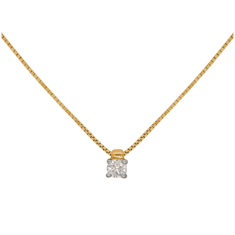 Collier solitaire Carador Orjaune 375/000 et diamant 0,25 cts