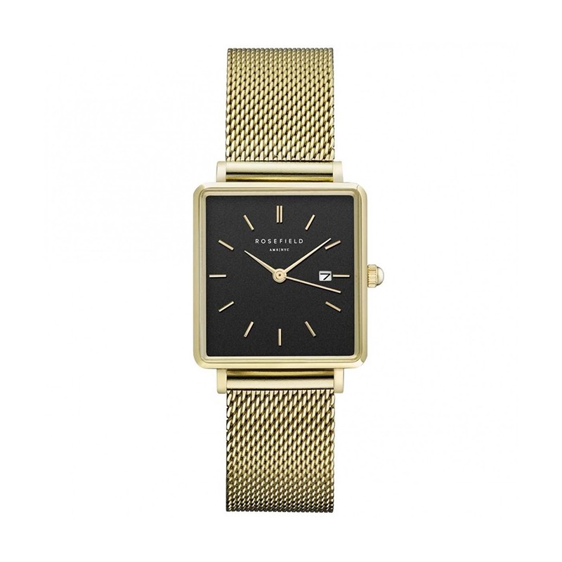 Montre Rosefield The Boxy amaille milanaise dorée QBMG-Q06
