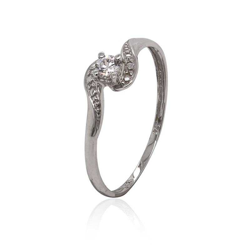 Bague Carador solitaire fantaisie or blanc 375/000 et oxyde de zirconium