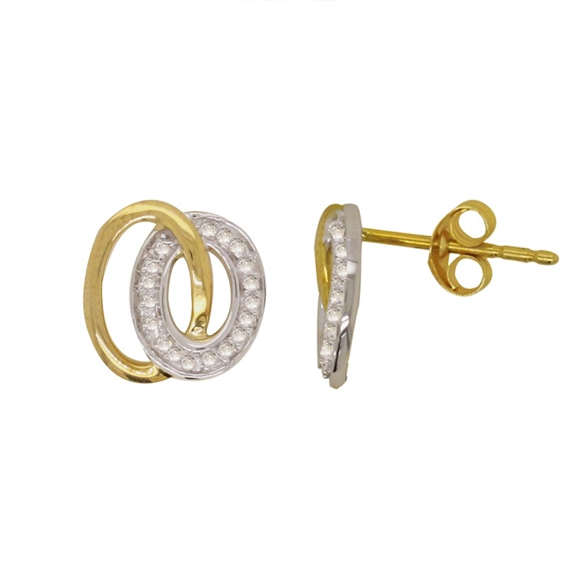 Boucles d'oreilles Carador Or bicolore 375/000 fantaisie et diamants 0,04 cts