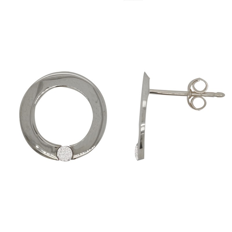 Boucles d'oreilles Carador Or blanc 375/000 cercle et diamants 0,02 cts